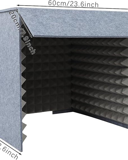 Portable Recording Isolation Booth, 60*60*60'' Desktop Soundproof Cover, Foldable Acoustic Soundproof Shield with Double-Layer Sponge & Polyester Panels for Home Studio Podcasting and Live Streaming