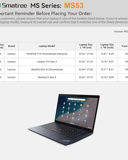 Smatree MS53 Hard EVA Protective Case with Stand Compatible for 14 inch Lenovo V14 Gen 2, for 14 inch IdeaPad Slim 3i Chromebook/IdeaPad 3i Gen 6, for 14inch ThinkPad C14 Chromebook Enterprise
