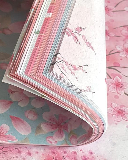 Origami 6x6 Paper Kit 50 Sheets 12 Vivid Colors Double Sided Printed Traditional Patterns Square for Arts Crafts Projects, Japanese Sakuras Flowers Chiyo
