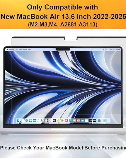 Magnetic 360° Privacy Screen for MacBook Air 13.6 & 13 Inch 2022-2025 (M2, M3, M4), Removable Anti Glare Blue Light Filter, 4 Way Anti Spy Black Protector for Mac Air 13In Laptop Computer