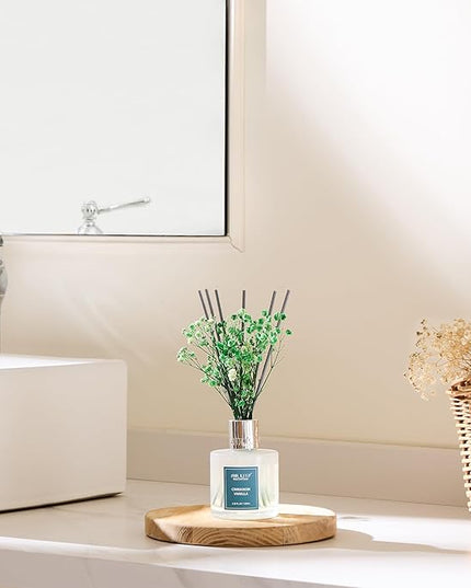 Airkeep Reed Diffuser Set,3.38 fl oz (100 ml) - Cinnamon Vanilla Oil Diffusers with 8 Reed Sticks, Home Fragrance Reed Diffuser for Bathroom Shelf Decor