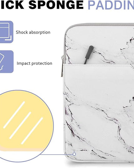 MoKo 9-11 Inch Tablet Sleeve Bag Carrying Case Fits New 11 inch iPad Air M3, iPad A16 2025, iPad Pro 11 M4/Air M2, iPad Air 5/4/3th, iPad 10/9/8/7th, Marble