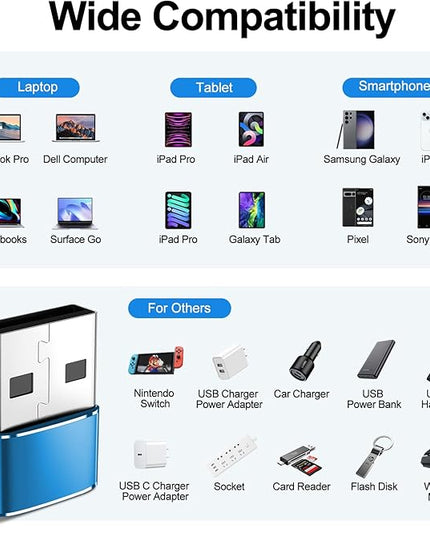 𝟒𝐏𝐚𝐜𝐤 𝐔𝐩𝐠𝐫𝐚𝐝𝐞𝐝 USB to USB C Adapter,Type-C Female to A Male Car Charger OTG Converter for Apple Watch Ultra 8 9 10,iPhone 16 15 14 13 Pro Max,Samsung S24,Nintendo Switch,AirPods,iPad,Car