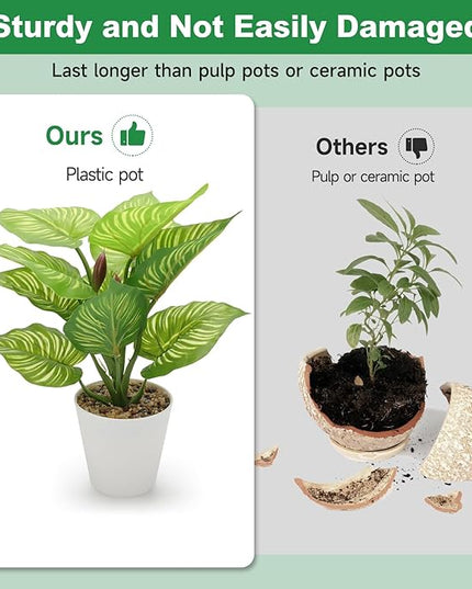 HNCSDD 11.8 Inch 3 Pcs Small Fake Plants Artificial Potted Plant Indoor Faux Tropical Plant for Home Office Table Shelf Desktop Décor