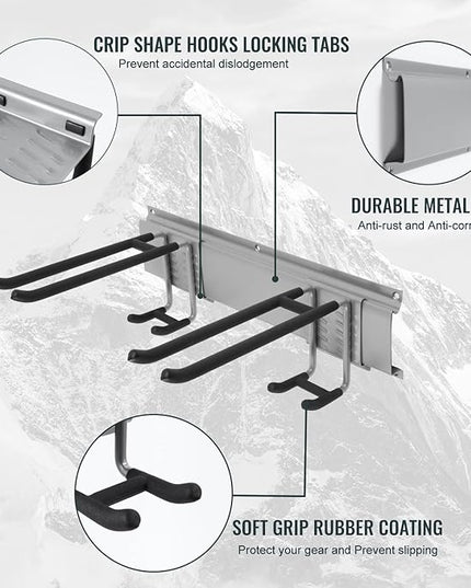 Wall Mount Tool Storage Rack, Garage Organization, Heavy Duty Garage Storage Tool Organizer, Garden Tool Wall Hooks and Hangers, Hold Up to 350lbs Grey