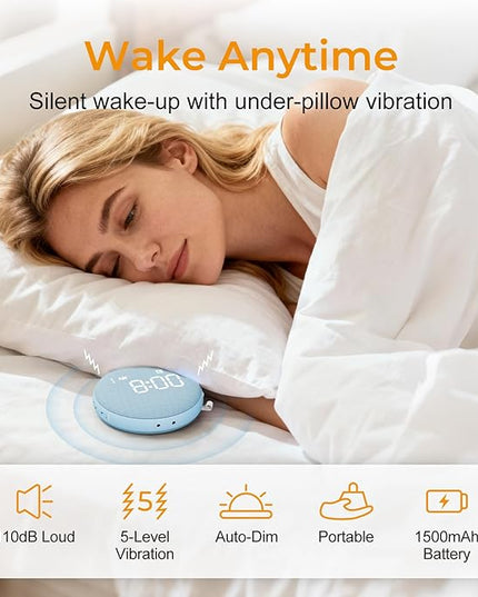 Gianna 110dB Loud Alarm Clock for Heavy Sleepers - Vibrating Alarm Clock, 3 Wake Modes, Auto-Dimming, Rechargeable Battery Operated Bed Shaker for Bedroom and Travel