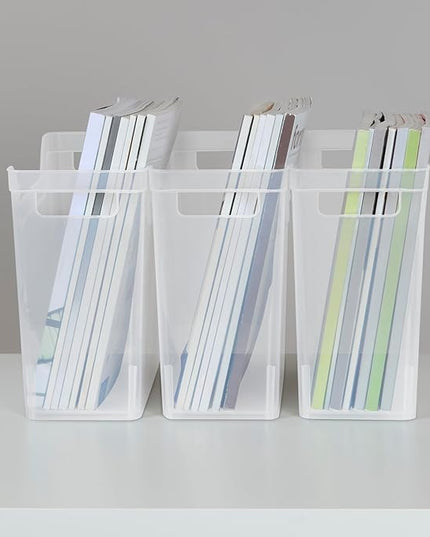 Sterilite Narrow Shelf Bin with Handles, Plastic Storage Container for Organizing Shelving, Closet, Pantry, and Countertops, Clear, 6-Pack