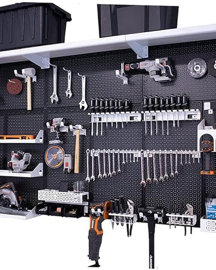 OmniWall Weekend Warrior XL Metal Pegboard Wall Organization System (Black/White)