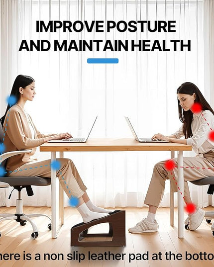 Ergonomic Foot Rest, 4 Adjustable Height Foot Stool,Footrest Under Desk， Soft Cushions, Foot Rest Office,Improving Posture, Promoting Blood Circulation（Espresso）