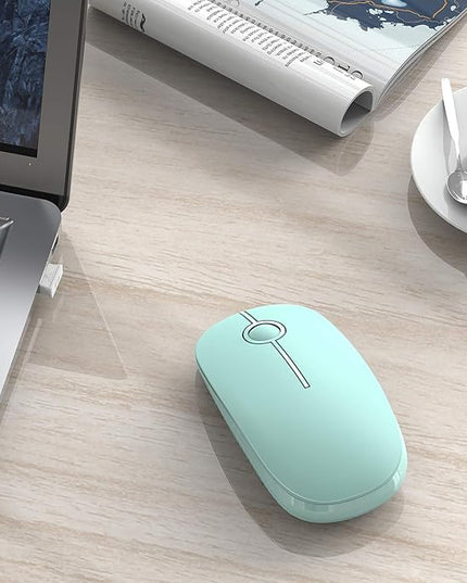 VssoPlor Wireless Mouse, 2.4G Slim Portable Computer Mice with Nano Receiver for Notebook, PC, Laptop, Computer (Mint Green)