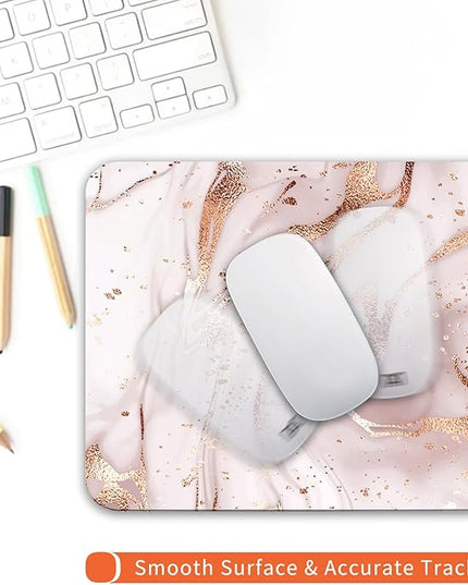 Square Mouse Pad Rose Gold Marble, Personalized Premium-Textured Custom Mouse Mat Design, Washable Mousepad Cloth, Non-Slip Rubber Base Computer Mouse Pads for Wireless Mouse
