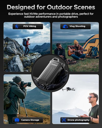 ORICO 2 TB Portable SSD Up to 2000 MB/s USB 3.2 Gen 2 x 2 External Solid State Drive, Zinc Alloy Design, Water and Dust Resistance for Outdoors Professionals, Photography, PSSD - MINI20
