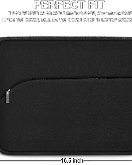 Laptop Sleeve 17 inch, Durable Portable Monitor Protective Cover with Front Pocket, Traveling Computer Carrying Laptop Case Compatible for HP, Dell, Asus, Lenovo, Black