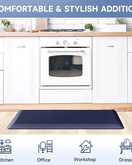 StepRite 4/5 Inch Thick Kitchen Mat Anti Fatigue Mat Kitchen Rugs Kitchen Decor Non-Slip, Stain & Water Resistant, Kitchen Mats Desk Mat for Kitchen, Office, Workshop, Blue, 17'' x 39''