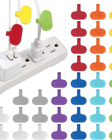 Wrap-It Storage - Cable Labels - Oval, Multi-Color (36 Pack) - Write-On Wire Tags for Cord Identification with Power Strips Behind Desks and TVs