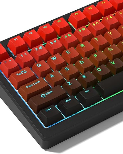PBT Key caps, Double Shot Shine Through Custom Keycaps, Gradient Keycaps Cherry Profile, Minimalist Style Keyboard Keycap for Mechanical Keyboard (red)