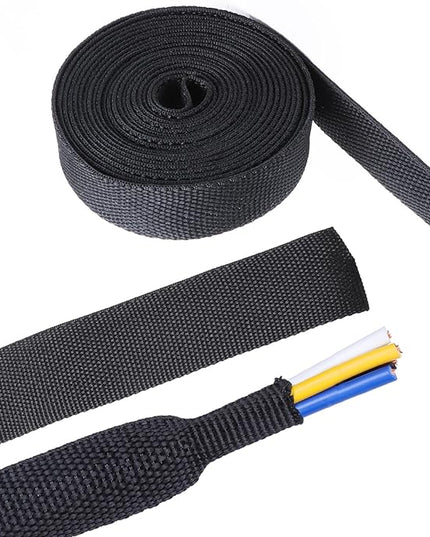 2 in 1 Heat Shrink Braided Sleeving Fabric Tubing-Ideal fit Irregular Shape Hose/Cable/Wire (3/4"(19mm), 14FT)