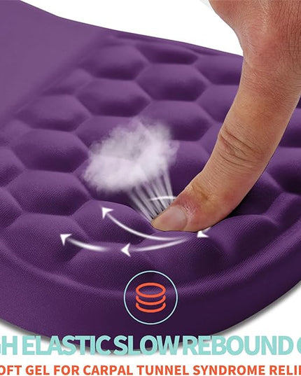 Ergonomic Mouse Pad Wrist Support with Memory Foam Massage Bulge, Carpal Tunnel Pain Relief Mousepad Wrist Rest for Mouse(12x8 inch, Deep Purple)
