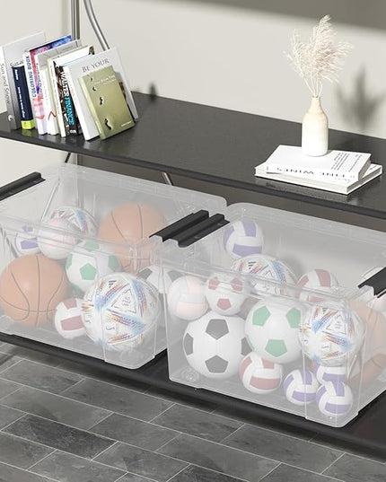 40 Quart Large Plastic Storage Bins with Lids, Clear Storage Tote with Wheels, 4 Packs