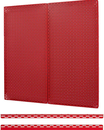 OmniWall Pegboard 2- Panel Side-by-Side Set 32-Inch Tall x 32-Inch Wide Metal Pegboard for Garage & Home Storage Red