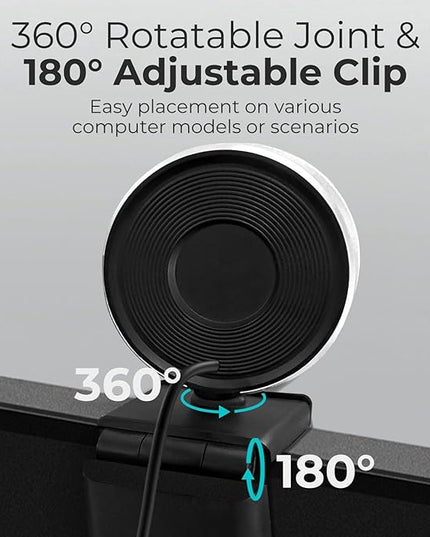 2K Webcam for PC with Microphone & Light & Privacy Cover, Web Camera for Desktop Computer/Laptop/Monitor/Mac, USB Streaming Camera for Zoom/Skype/Teams/Video Calling/Studying and Conference