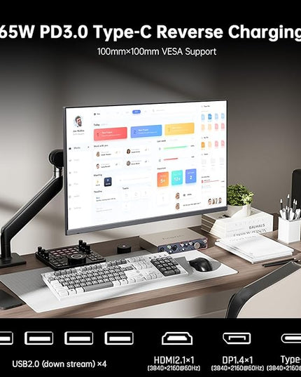 KTC 32 Inch 4K Smart Monitor, Google System UHD (3840x 2160) Smart Monitor with Speakers, Netflix Licensed, Type-C 65W PD, WirelessDisplay, HDR, Bluetooth, Hey Google Voice Remot, VESA Support, A32Q8