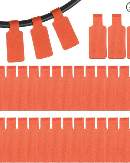PATIKIL 32Pcs Cable Labels Tags, 1.8" Write on Wire Tags Cord Labels Hook Loop Rectangle Cable Ties for Electronics Organize Wire Classify Identification Management, Orange