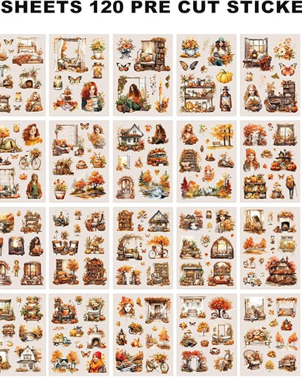 Auguro 4 Books for Seasons Stickers for Scrapbooking 480 Pre-Cut Pet Transparent Stickers for journaling Spring Summer Fall and Winter Sticker