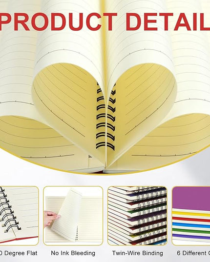 Yahenda Spiral Notebook College Ruled Journals Notebooks Lined 8.3 x 5.5 Inch Note Books Bulk A5 Writing Notebooks Thick Paper Notebook for Office Business School Supplies (Mixed Colors,18 Pcs)