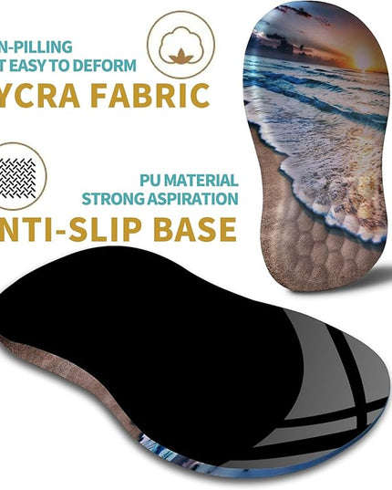 Hokafenle Ergonomic Mouse Pad Wrist Support with Massage Design, Wrist Rest Pain Relief Mousepad with Memory Foam&Non-Slip PU Base, Mouse Pads for Wireless Mouse & Desk (12x8 inch,Sunrise Beach)