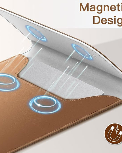 JETech Slim Laptop Sleeve for MacBook Pro 14-Inch(M5/M4/M3/M2/M1, 2021-2025), PU Leather Case with Magnetic Closure (Brown)