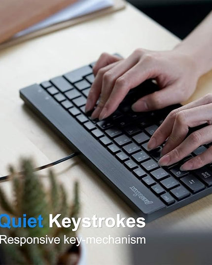 Perixx PERIBOARD-326 Wired Mini Backlit USB Keyboard with Low Profile Keys, US English Layout (11607)