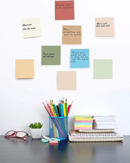 (24 Pack) Sticky Notes 3x3 in., Sticky Note Pads, Vintage Colors Self-Stick Notes Pads, Strong Adhesive, Recyclable, Easy to Post for Home, Office, Notebook