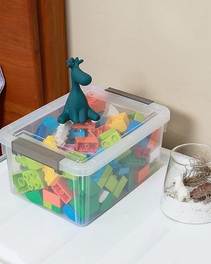 Citylife 4 Packs Small Storage Bins with Lids 3.2 QT Plastic Storage Containers for Organizing Stackable Clear Storage Boxes