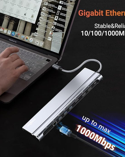 USB C Docking Station Dual Monitor 12 in 1 Laptop Docking Station 3 Monitor 4K Display with HDMI, DP, VGA, USB 3.0, 100w PD, 1000Mbps LAN, TF/SD, Audio, USB C Dock Compatible with Windows Laptop