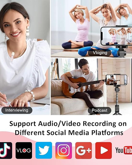MAYBESTA Mini Wireless Microphone for iPhone, Android: Bluetooth Lavalier Lapel Phone Microphones for YouTube Video Recording - Clip on Mic for Tiktok Interview Podcast Vlog