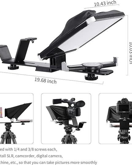 GVM Teleprompters for ipad Smartphone Tablet DSLR Camera Portable 10.5" Teleprompter Kit with Remote Control & App,Solid Aluminum Constructions,Colorless Spectroscope,Ultra HD Wide-Angle Lens