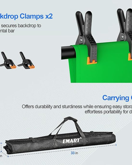 EMART 8.5X10 FT Green Screen Backdrop Kit, Photography Umbrella with 5500K Bulbs, 6X9 FT Green Backdrop with Spring Clamps, Professional Photography Lighting kit for Studio, Portrait, Video Shooting