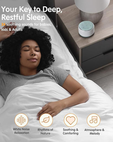 FamiSym White Noise Sound Machine Baby for Sleeping with Night Light – 34 Soothing Sounds, Rechargeable White Noise Machine for Kids Adults Sleep, Portable Lullaby Machine Baby Soother (Slate)