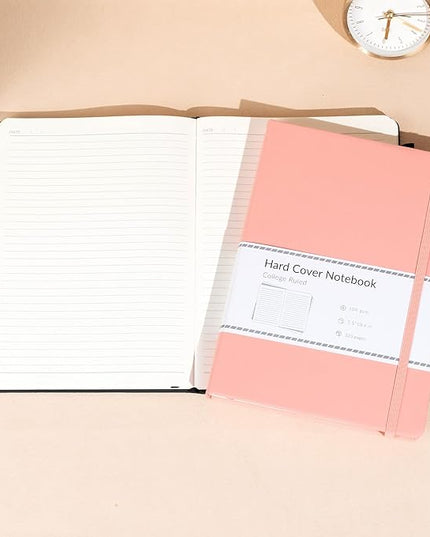 CAGIE Lined Journal Notebook, 320 Pages College Ruled Notebook, 100 Gsm Paper Thick Journal, B5 Hardcover Leather Journals for Writing Women, 7.6x10 In, Pink