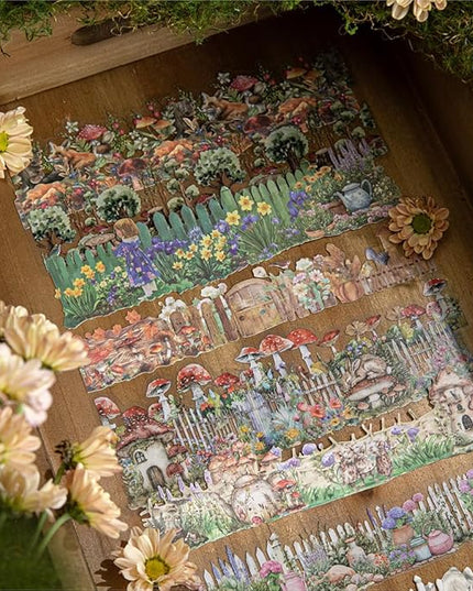 Dwpetzo Large Seasonal Nature Landscape Stickers for Journaling, 60 Sheets Dual Materials Transparent PET and Craft Paper Stickers for Junk Journal, Collage, Aesthetic Crafts Arts