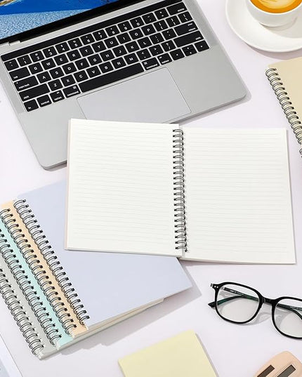Fuutreo 12 Pcs Spiral Notebook for Work A5 8.3 x 5.7 Inch College Ruled Spiral Journal Notebook Kraft Cover Ruled Paper, 12 Color, 60 Sheets, 120 Pages for Office School(Innovative Color)