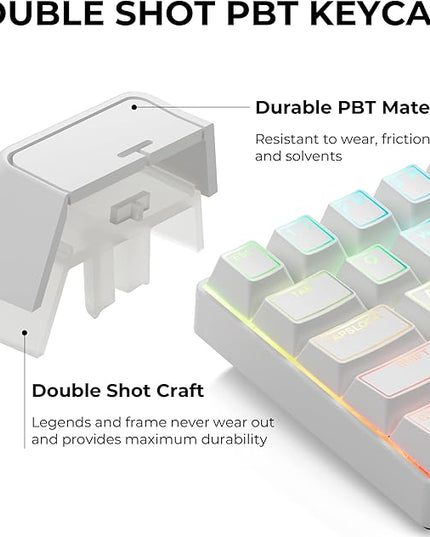 XVX White Shine Through Keycaps, Doubleshot PBT Keycap Set Cherry Profile, 142 Keys Keyboard Keycaps, Universal Compatiability with 60% 65% 75% 80% 100% Mechanical Keyboard with MX Switches