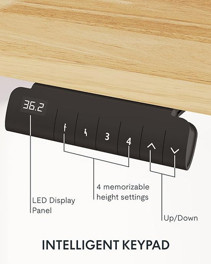 FlexiSpot E6 Solid Wood 3-Stage Dual Motor 48 x 24 Electric Standing Desk, Holds 220 lbs, Adjustable Height w/ Memory Presets, Butcher Block Rubberwood Desktop & Black Frame, Ships in 2 Boxes