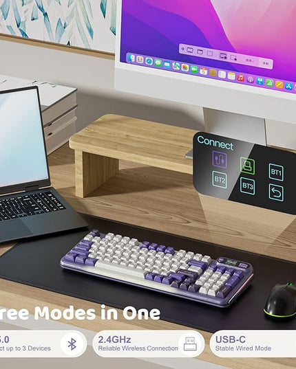 KZZI Z98 Wireless Mechanical Keyboard, Smart Display & Knob, BT5.0/2.4GHz/USB-C, Hot Swappable Custom Keyboard, Pre-lubed Linear Switches, Gasket Mount, RGB Creamy Gaming Keyboard