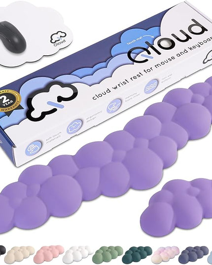 Qloud Cloud Wrist Rest Keyboard Wrist Rest for Computer Keyboard Pad, Cloud Keyboard Wrist Rest, Wrist Pad for Keyboard, Memory Foam, Non Slip Base, Comes with Mouse Pad - Lilac Purple