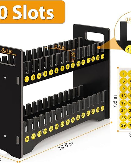 Cell Phone Holder Classroom Cell Phone Storage 2-Tier Multiple Cell Phone Stand Rack with 1-30 Number Stickers PVC Board Mobile Phone Holder Desktop Organizer for Classroom (Black, 30 Slots)
