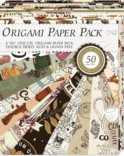 Origami Paper Kit Dobule Sided 100 Sheets 100 Colors 6 Inch Japanese Chiyo Square Easy Fold Arts Crafts DIY Handwork Origami Papers Coffee Newspapers