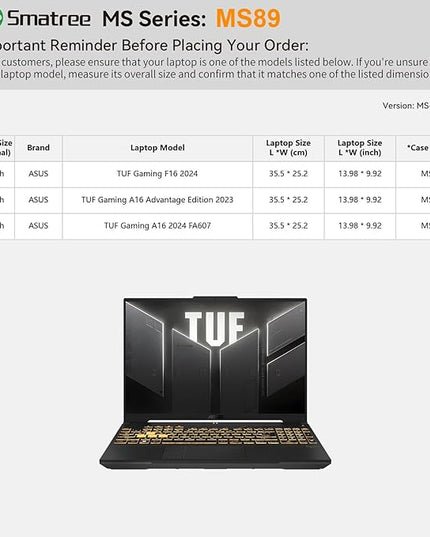 Smatree MS89 Hard EVA Protective Sleeve with Stand Compatible for 15.6 inch ASUS TUF Gaming F15/A15, for TUF Dash F15 2022/2021, 16inch TUF Gaming A16 2024/2023, for Zenbook Pro 16X OLED UX7602, White