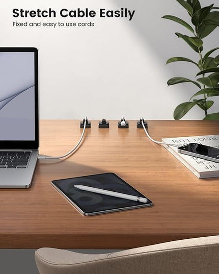 Lamicall Cable Clips, Cord Organizer - [Two Pack] Adjustable Hole Cord Clips Management, Adhesive Wire Organizer USB Cable Holder, Charging Power Cord Keeper Catcher for Desk